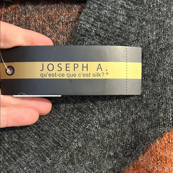 JOSEPH A Size Large NWT Rust Gray Animal Print Pullover V-Neck Sweater Zebra - Picture 4 of 9